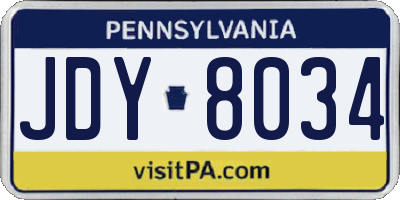 PA license plate JDY8034