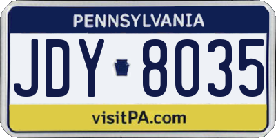 PA license plate JDY8035