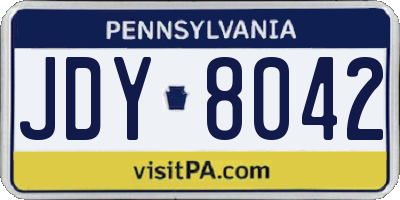 PA license plate JDY8042
