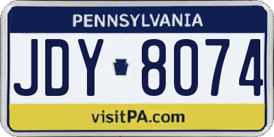 PA license plate JDY8074