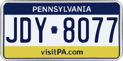 PA license plate JDY8077