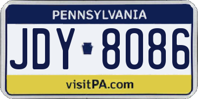 PA license plate JDY8086