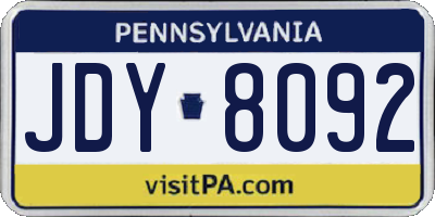 PA license plate JDY8092