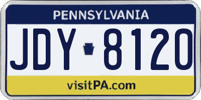PA license plate JDY8120