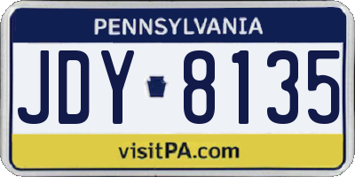 PA license plate JDY8135