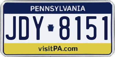 PA license plate JDY8151
