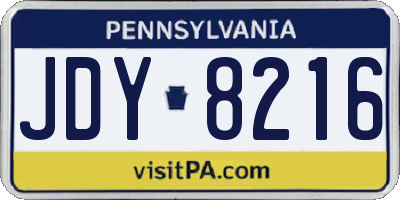 PA license plate JDY8216