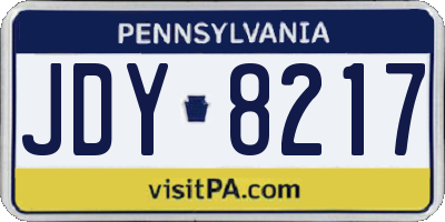 PA license plate JDY8217