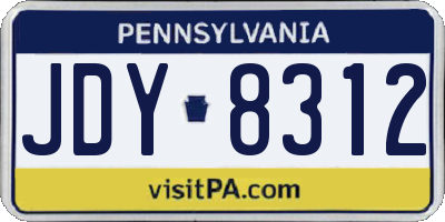 PA license plate JDY8312