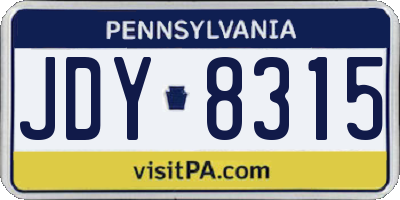 PA license plate JDY8315