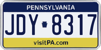 PA license plate JDY8317