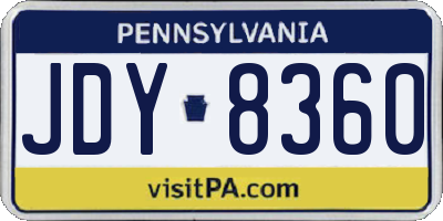 PA license plate JDY8360