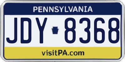 PA license plate JDY8368