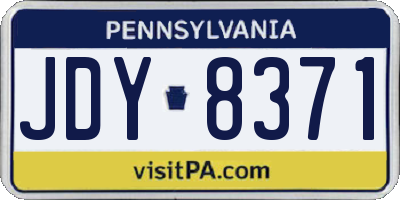 PA license plate JDY8371