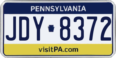 PA license plate JDY8372
