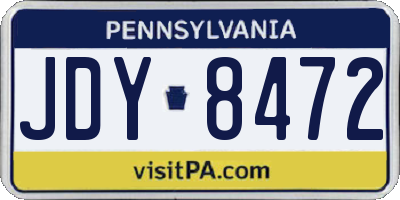 PA license plate JDY8472