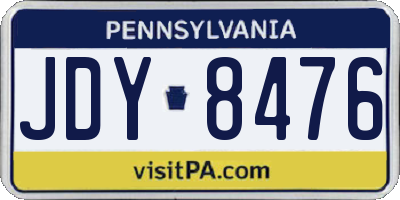 PA license plate JDY8476