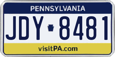 PA license plate JDY8481