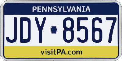PA license plate JDY8567