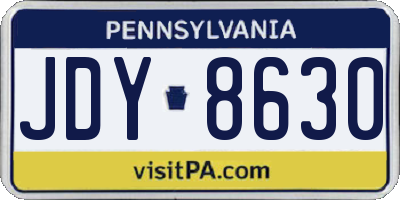 PA license plate JDY8630