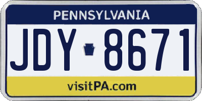 PA license plate JDY8671
