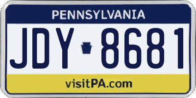 PA license plate JDY8681