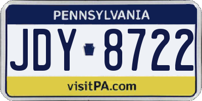 PA license plate JDY8722