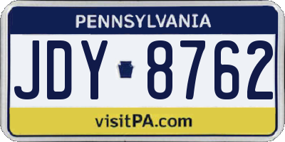 PA license plate JDY8762