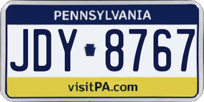 PA license plate JDY8767