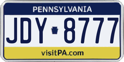 PA license plate JDY8777