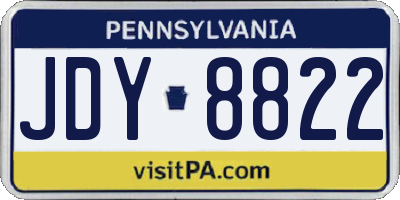 PA license plate JDY8822
