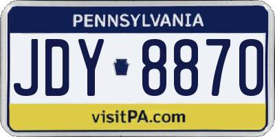 PA license plate JDY8870