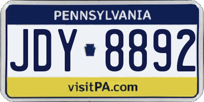 PA license plate JDY8892