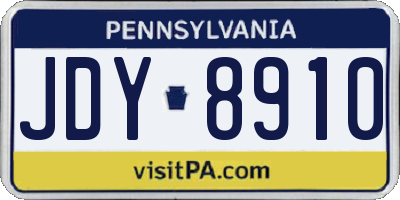 PA license plate JDY8910