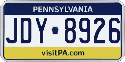 PA license plate JDY8926