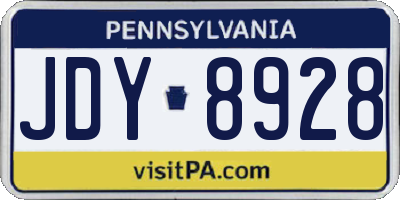 PA license plate JDY8928