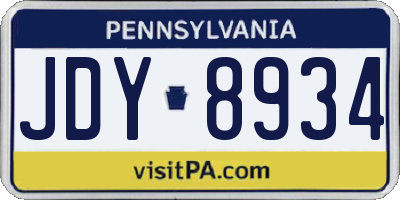 PA license plate JDY8934