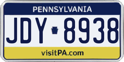 PA license plate JDY8938