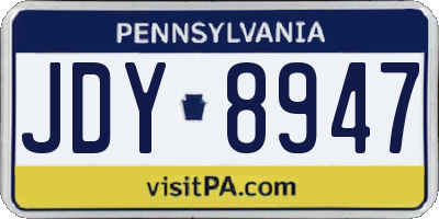 PA license plate JDY8947