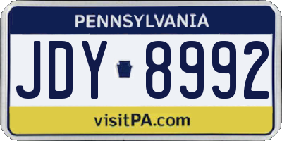 PA license plate JDY8992