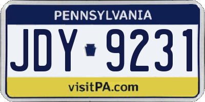 PA license plate JDY9231