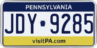 PA license plate JDY9285