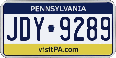 PA license plate JDY9289