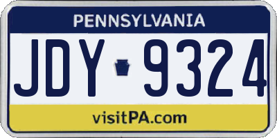 PA license plate JDY9324