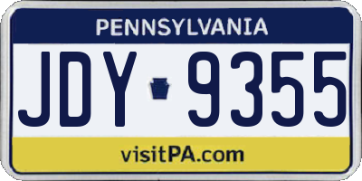 PA license plate JDY9355