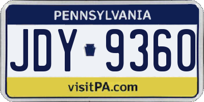 PA license plate JDY9360