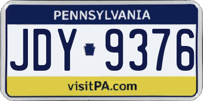 PA license plate JDY9376