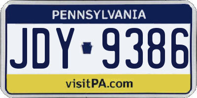 PA license plate JDY9386