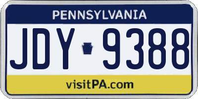 PA license plate JDY9388
