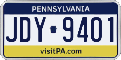 PA license plate JDY9401